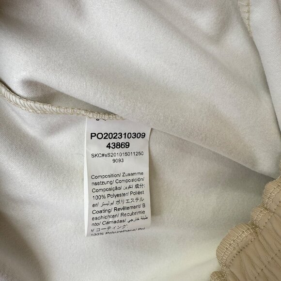 Foerns Faux Leather Jogger Pants High Waist Drawstring Beige Chic Womens L NEW - Picture 6 of 9